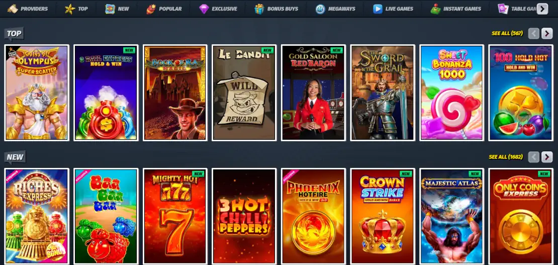 Sélection de vignettes de machines à sous populaires et tendance d'AllySpin.